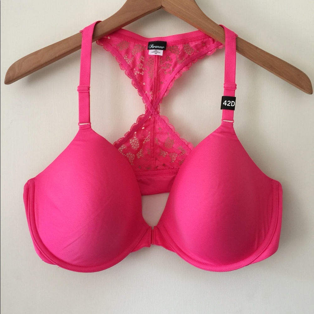 Hot Pink Lacey Razorback Front Clasp Bra